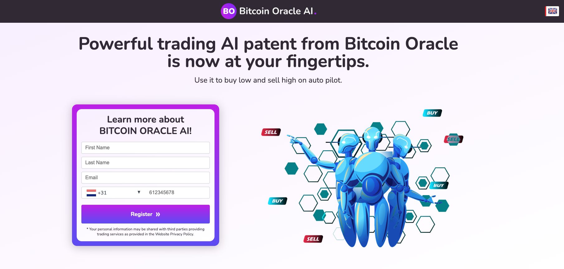 Domovská stránka Bitcoin Oracle AI